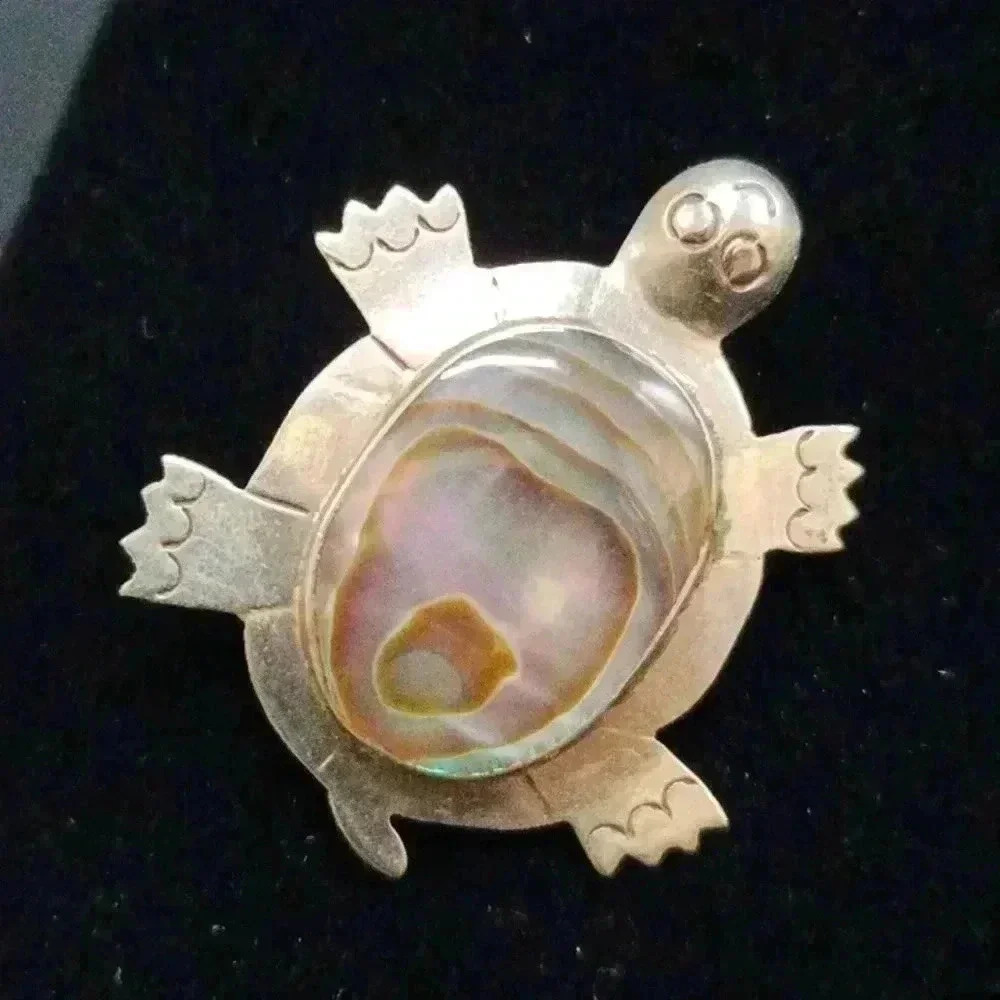 Sterling Silver and Abalone Shell Turtle Pin